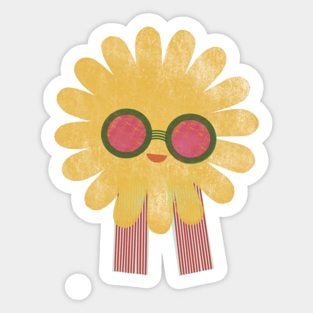 Hippie Flower Child Sticker by Kath Waxman Illustration